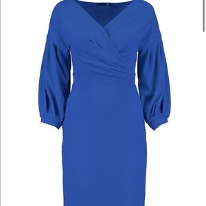 Cobalt blue off-the-shoulder Midi dress
